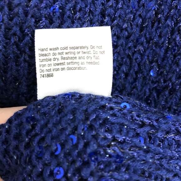 EUC Ana Navy Blue Holiday Open Knit Sweater - Picture 4 of 7